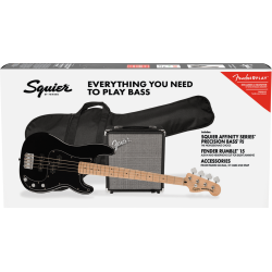 SQUIER AFFINITY PACK PJ-BASS MN BLK + RUMBLE 15 + NAVLAKA + PRIBOR BAS GITARA