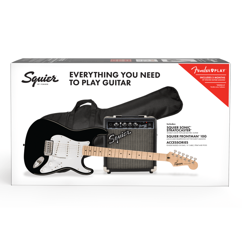 SQUIER SONIC STRAT BLK PACK + FRONTMAN 10W + PRIBOR GITARA ELEKTRIČNA