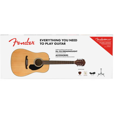 FENDER FA-125 DREADNOUGHT NAT WN PACK GITARA AKUSTIČNA