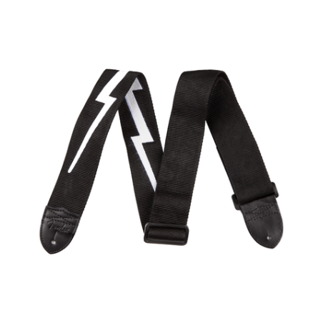 FENDER 2.5" POLY LIGHTNING BOLT BLK/W REMEN