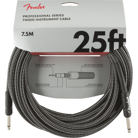 FENDER INSTRUMENT PRO 25' GREY TWEED 7,5 m KABEL