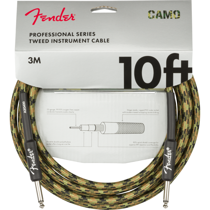 FENDER INSTRUMENT PRO 10' WDLND CAMO 3 m KABEL