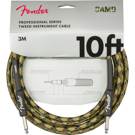 FENDER INSTRUMENT PRO 10' WDLND CAMO 3 m KABEL