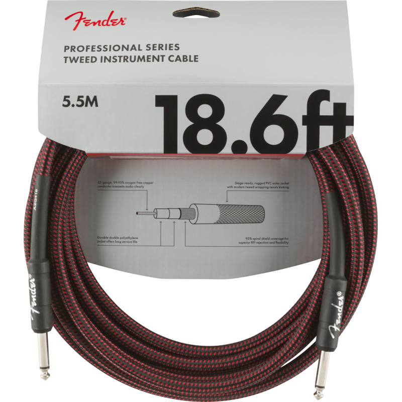 FENDER INSTRUMENT PRO 18.6' RED TWEED 5,5 m KABEL