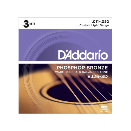 DADDARIO AKUSTIKA EJ26-3D 11-52 PHB 3 pack ŽICE