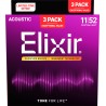 ELIXIR GITARA AKUSTIČNA 11-52 NANOWEB Phosphor Bronze 3 PACK ŽICE