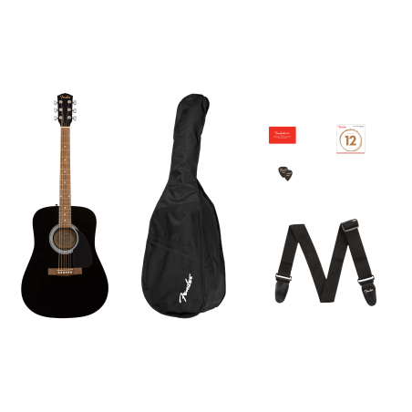 FENDER FA-115 DREADNOUGHT PACK V2 BLACK WN GITARA AKUSTIČNA