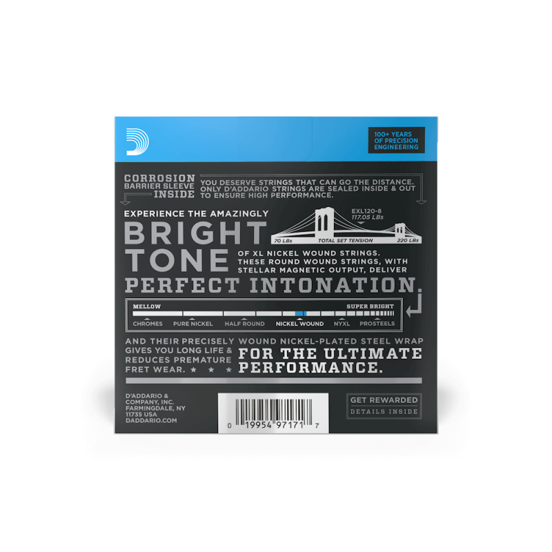 D'ADDARIO ELEKTRIKA EXL120-8 09-65 8-STRING ŽICE