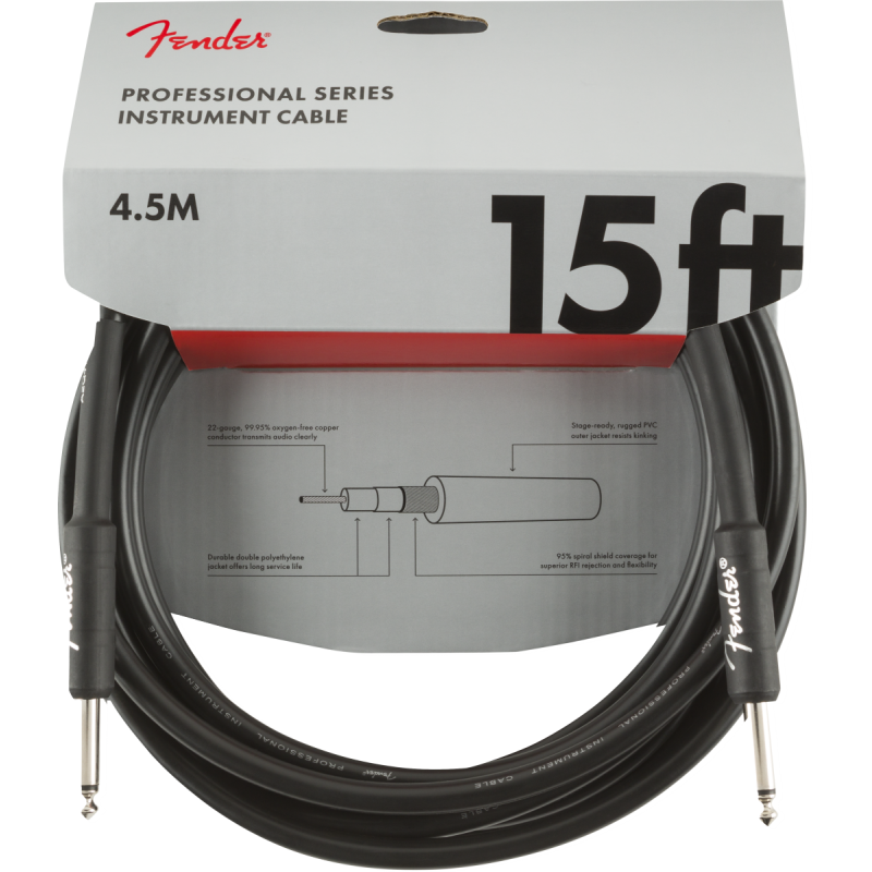 FENDER INSTRUMENT PRO 15' BLK 4,5m KABEL