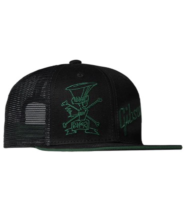 GIBSON SLASH SKULLY TRUCKER HAT BLACK/GREEN KAPA